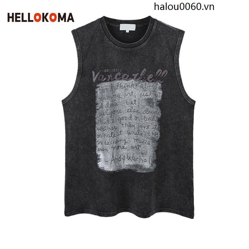 Áo Thun Cotton Sát Nách Cổ Tròn Phong Cách Hip Hop Mỹ Thời Trang Mùa Hè Cho Nam Và Nữ