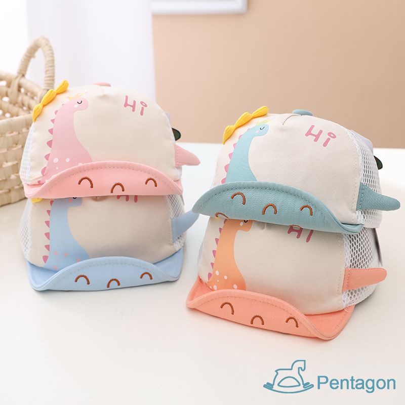 Mũ Lưỡi Trai Vải Lưới Mỏng Mềm Thoáng Khí Hình Khủng Long Hoạt Hình Đáng Yêu Cho Bé