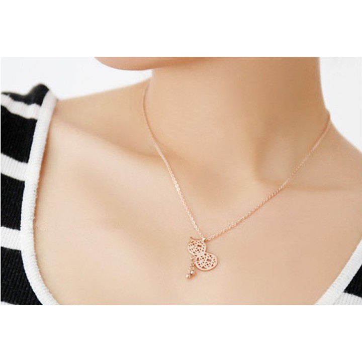 DÂY CHUYỀN TITAN CAO CẤP HỒ LÔ MÀU HỒNG TN022 siêu đẹp, bền màu, chuẩn thời trang