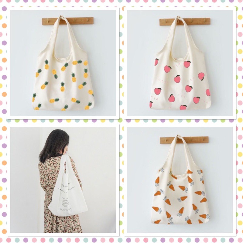 Túi tote, túi tote vải, túi đeo vai bằng vải cavas mềm hình hoạt hình dành cho bạn gái