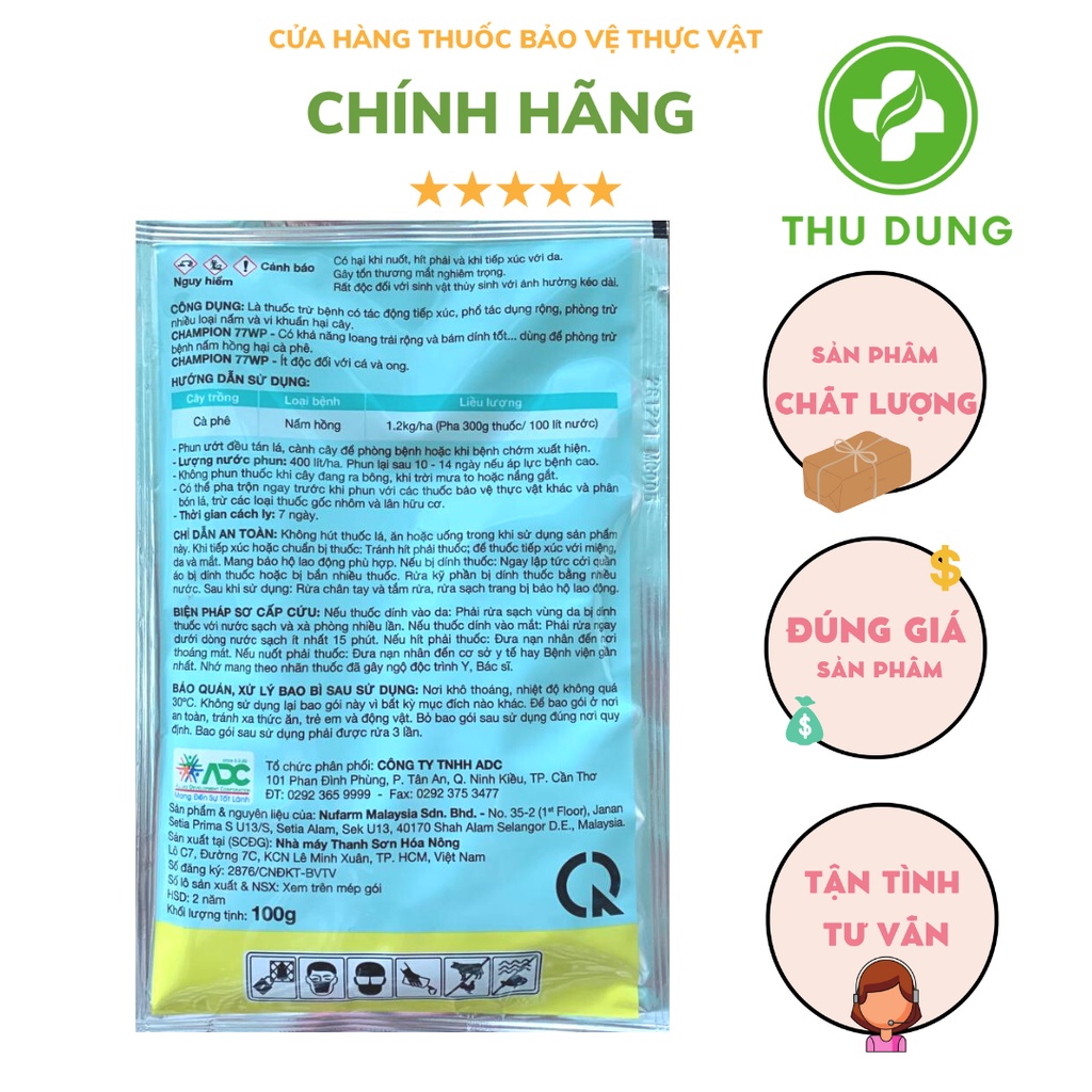 Thuốc đặc trị nấm hồng cho cây hoa mai Champion 100gr