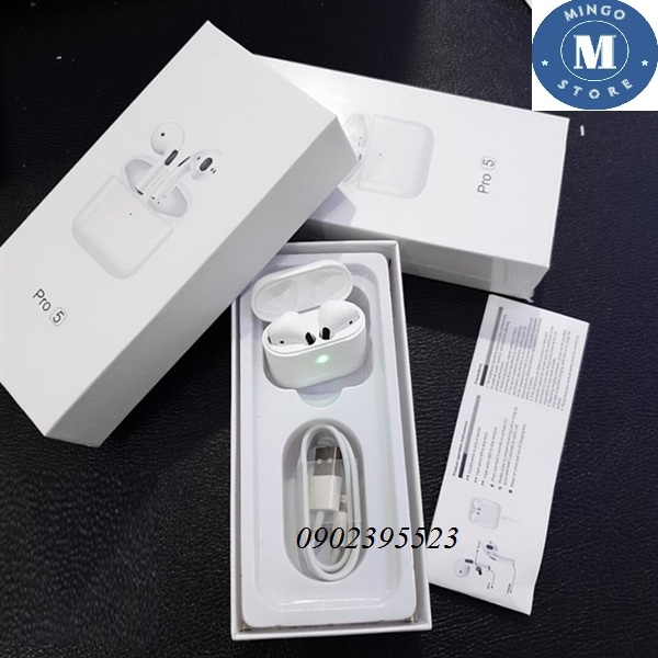 Tai nghe Bluetooth không dây bản Pro 5 TWS kết nối được 2 thiết bị 1 lúc, cho tất cả điện thoại, giá rẻ chất lượng cao..