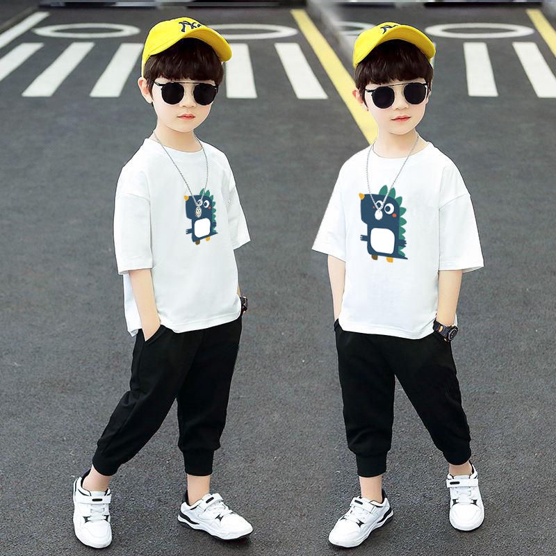 Set Áo Thun Ngắn Tay Cổ Tròn + Quần Short Thời Trang Cho Bé Trai
