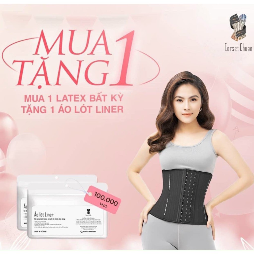 Nịt bụng latex giảm mỡ chính hãng 25 thanh xương không cuộn gập nhập khẩu Châu Âu- Corset Chuẩn