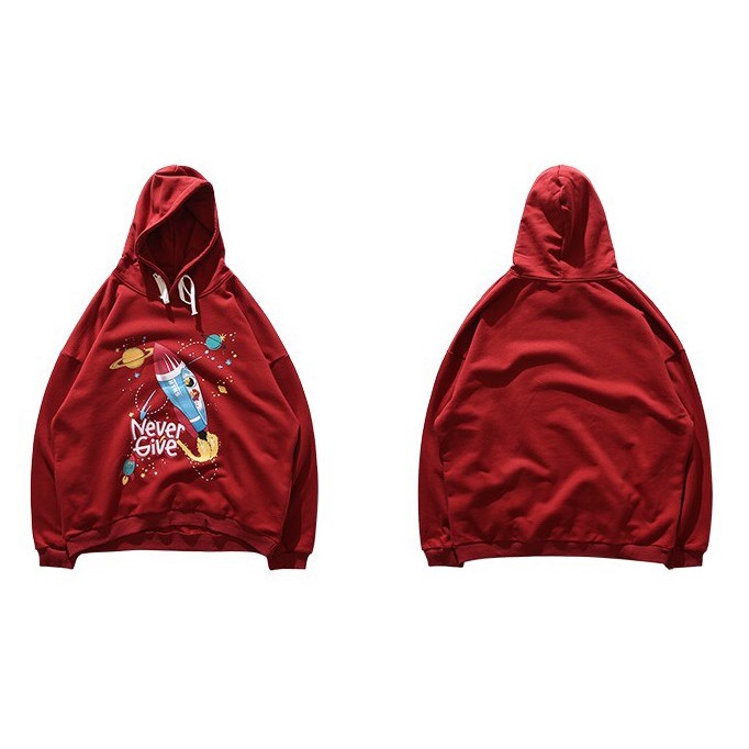 ÁO HOODIES UNISEX MÀU ĐỎ TÊN LỬA áo khoác hoodie nỉ nam nữ FREESHIP