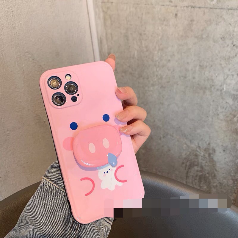 Ốp Iphone hình heo đáng yêu kèm giá đỡ iphone 7 8plus X XSMAX 11 12PROMAX A29