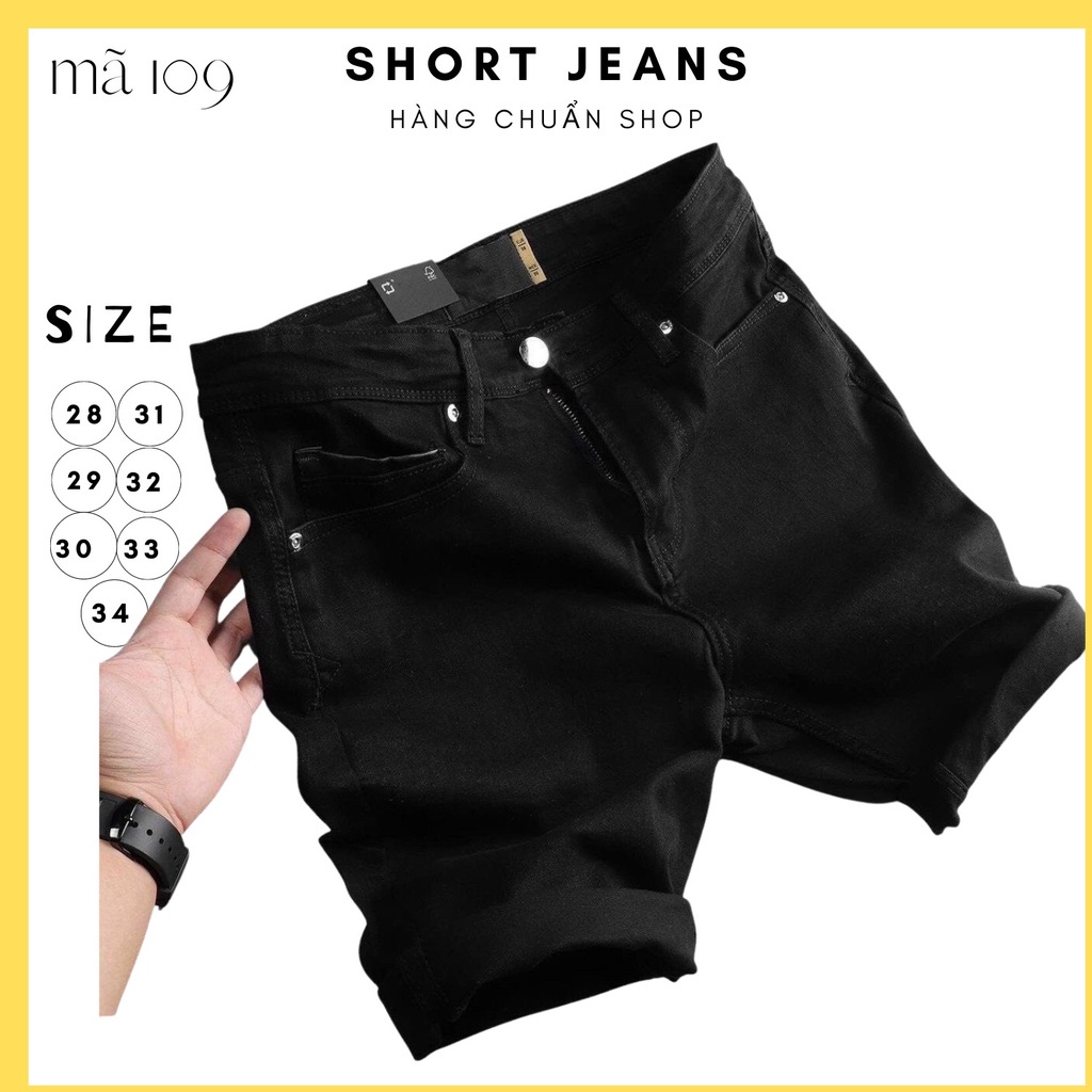 Quần short jean Nam đen trơn chất bò co dãn thoải mái [lephuong200 ] quần lửng jeans NHIỀU MẪU ĐẸP 2022 ⚡