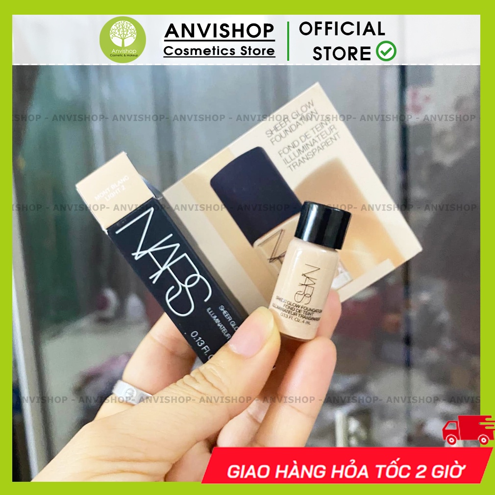 Kem nền Nars Sheer Glow Foundation mini size 4ml -  tone medium 1 - da trung bình sáng (phù hợp da châu á)