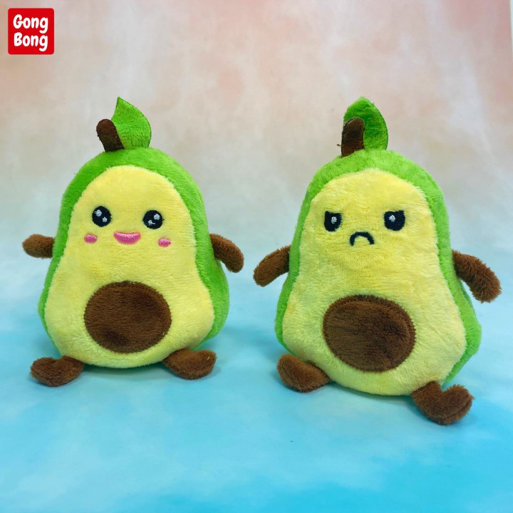 Móc khóa bơ bông cảm xúc lật 2 mặt gấu bông hình quả bơ mini cute dễ thương avocado reversible Gong Bong Store