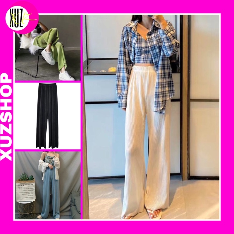 Q1 Quần Ống Rộng Suông Dập Ly Loại 1 Loại Dài Có Thể Cắt Ống