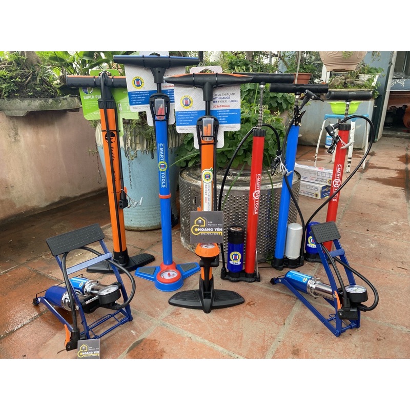 Bơm xe đạp, bơm xe máy C-MART L0006 siêu khỏe có đồng hồ nhập khẩu Đài Loan