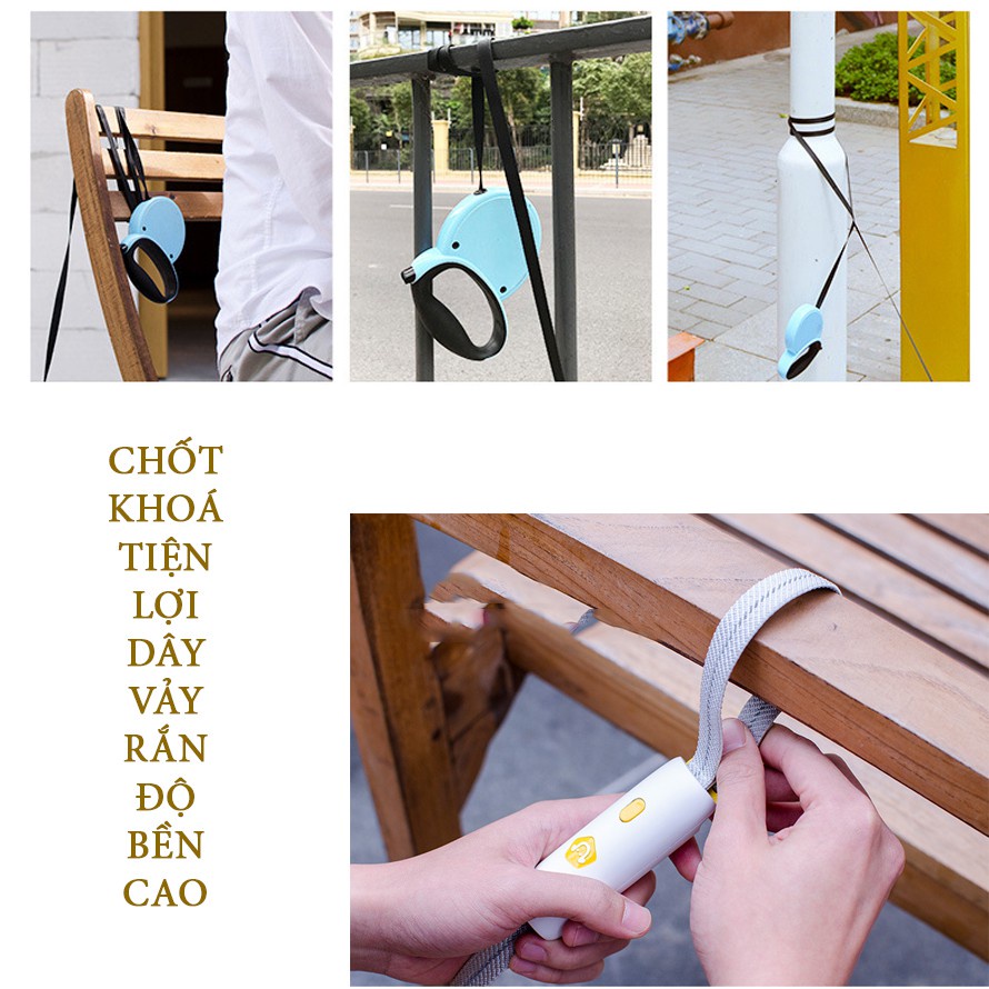 Dây dắt chó cao cấp Hipipet LIUTA chốt khoá tự động đeo tay chất liệu dây dù bện cao cấp sức kéo 100kg