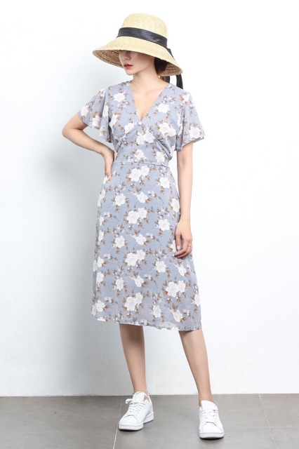 Đầm hoa nút bọc