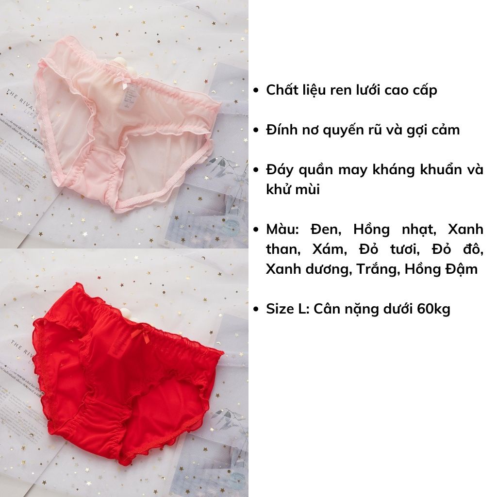 Quần lót nữ ren sexy ôm dáng kháng khuẩn đính nơ dễ thương và gợi cảm JOCOSI L136