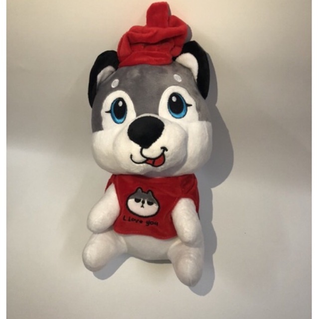 Gấu bông chó husky đội nón siêu cute chất liệu mềm mại &lt; kèm ảnh thật &gt;