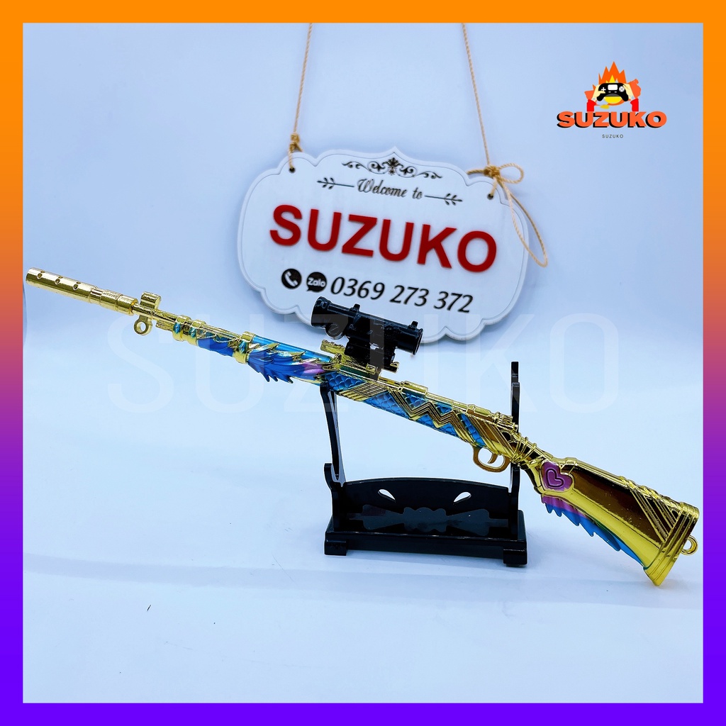 Mô hình súng kim loại lắp ráp pubg, csgo free fire đồ chơi lắp ráp 98K kar 98 Deep Sea nhân vật dài 24cm sưu tầm