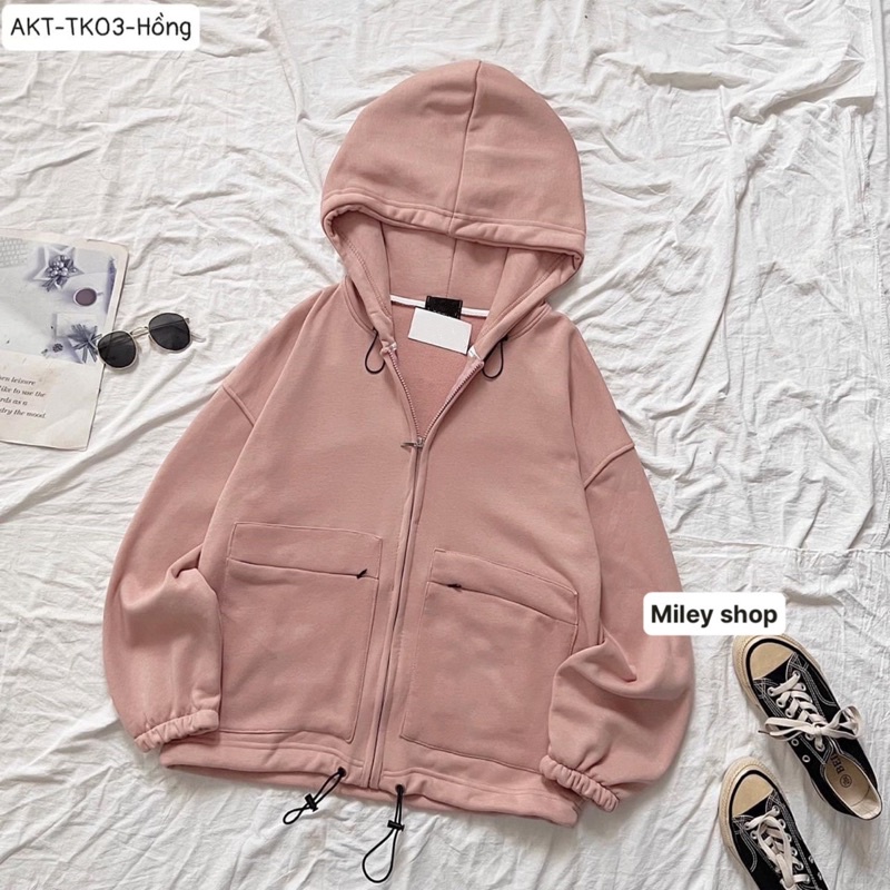 Áo khoác thun túi zip form basic