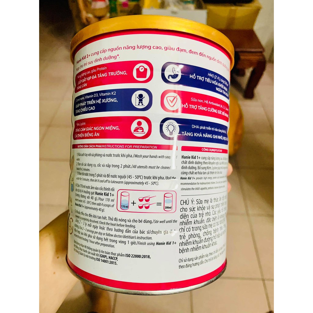 Sữa Hanie Kid 🍁Số 1- Số 2 🍁 Sữa Dành Cho Trẻ Biếng Ăn 850g