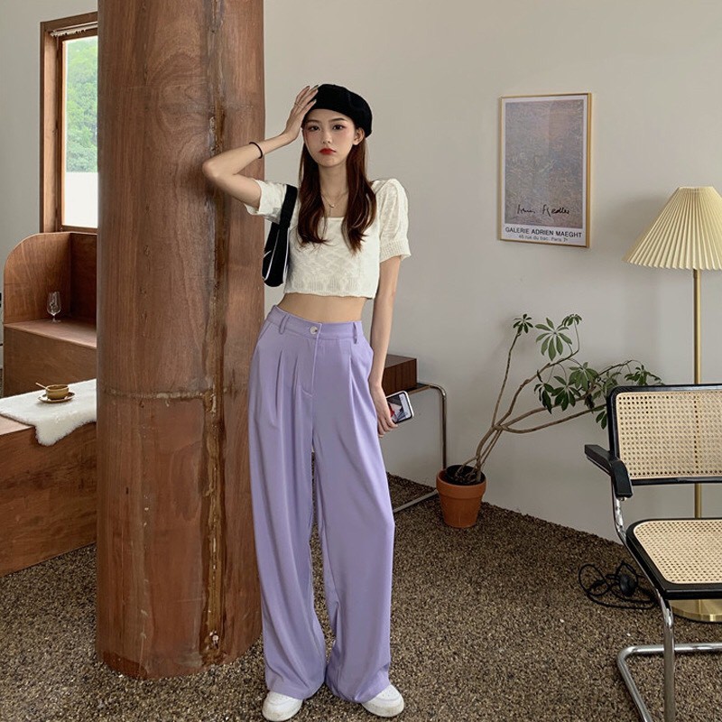 Quần ống xuông chất liệu tuyết mưa dày dặn cao cấp kiểu dáng culottes ulzzang thời trang nữ phong cách Hàn Quốc