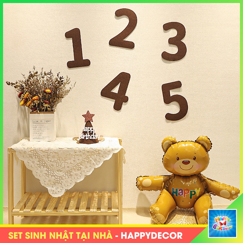 Chữ số màu nâu trang trí sinh nhật chất xốp cao khoảng 24.5cm #trangtrisinhnhat