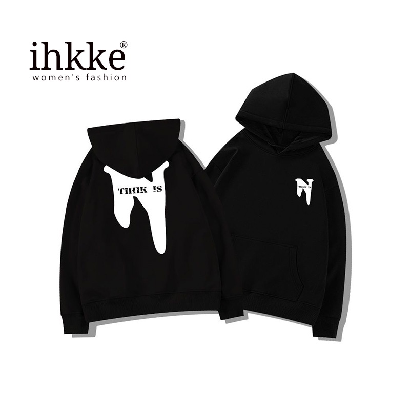 Áo hoodie Ihkke dáng rộng phong cách retro Mỹ thời trang mùa thu