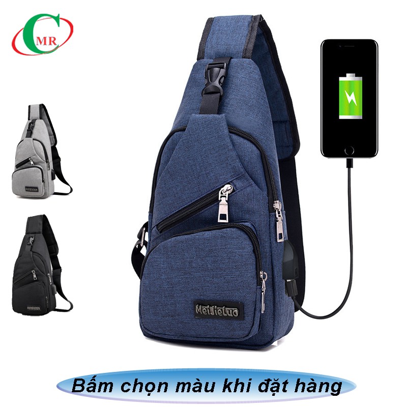 Túi đeo chéo nam trẻ trung năng động tích hợp cổng nối sạc USB ngoài tiện lợi MMB012