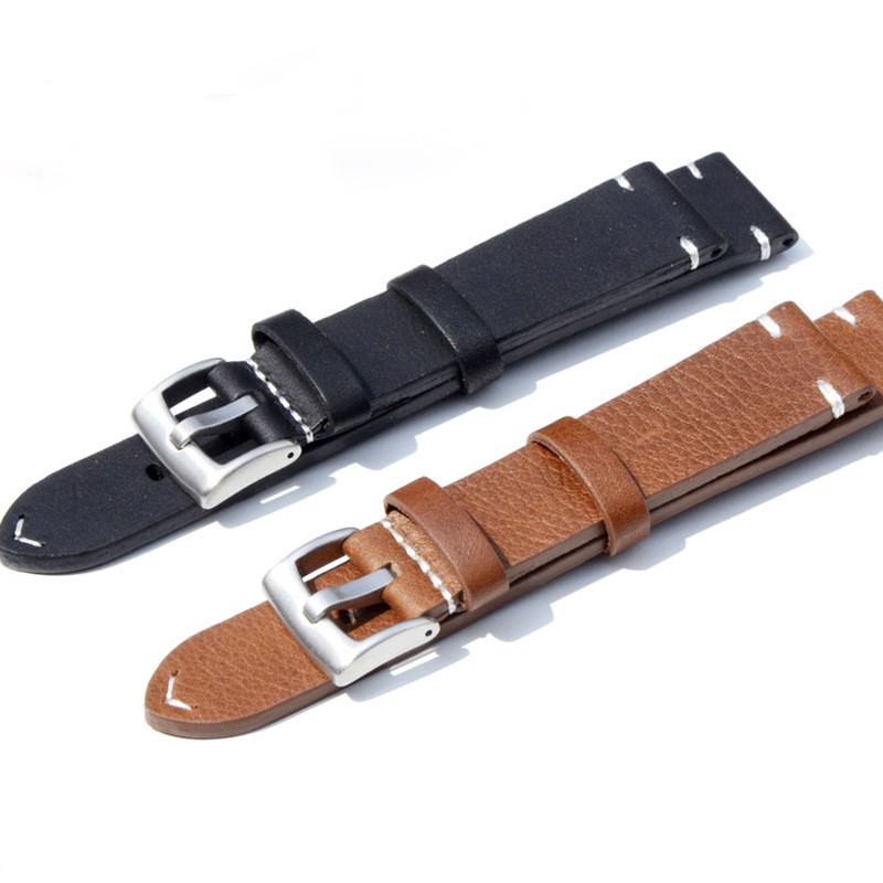 Dây đồng hồ da bò thật 2 mặt kiểu minimalist TIK017