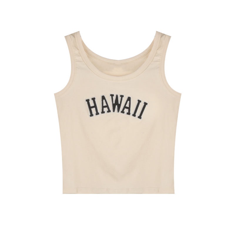 Áo Hai Dây Ôm Dáng Thêu Chữ Màu Trơn Thời Trang Mùa Hè Cho Nữ