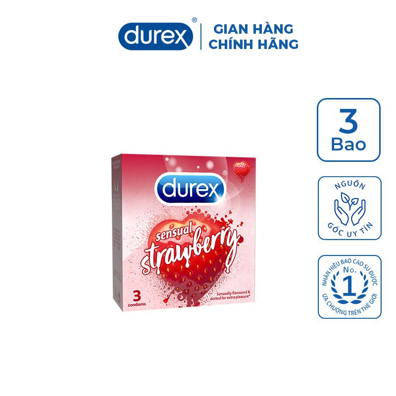 Bao cao su Durex Sensual Strawberry (3 bao/hộp)