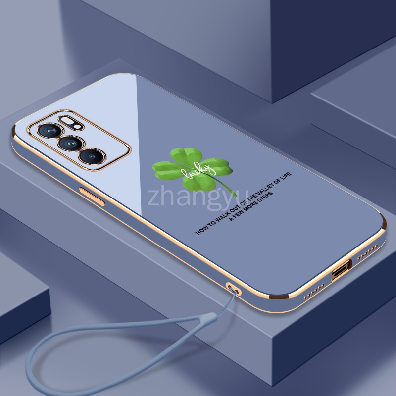 Ốp Điện Thoại Siêu Mỏng Mạ Điện Họa Tiết Cỏ Bốn Lá Dành Cho oppo Reno 6 4G Reno 6 5G Reno 6 Z 5G oppo A 16