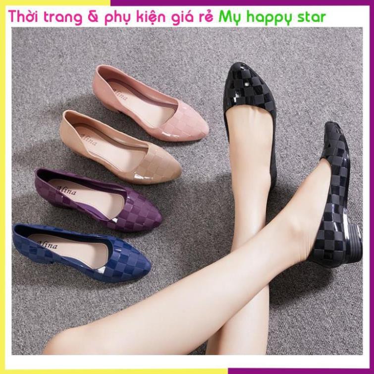 Giầy nhựa cao su siêu đẹp chuẩn loại 1 chịu nước đi mưa, đi biển, dạo phố kẻ ô vuông GN09