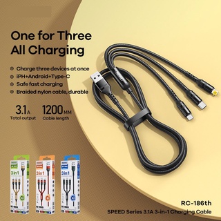 Cáp Sạc Remax 3 Đầu RC-186TH IP - MICRO USB - TYPE C Dây Dù