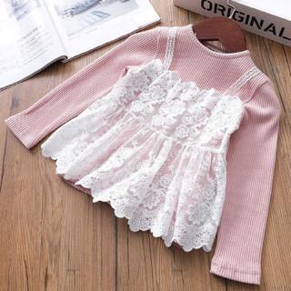 LOK01107 Lovely Baby Girl Dress Lace Patchwork Design Long Sleeve Kids Princess Dresses 0-4Y