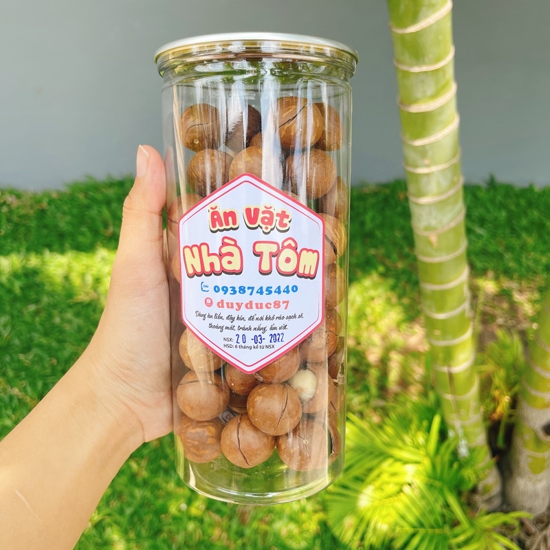 Hạt Macca Úc sấy nứt vỏ  lon pet 500gr