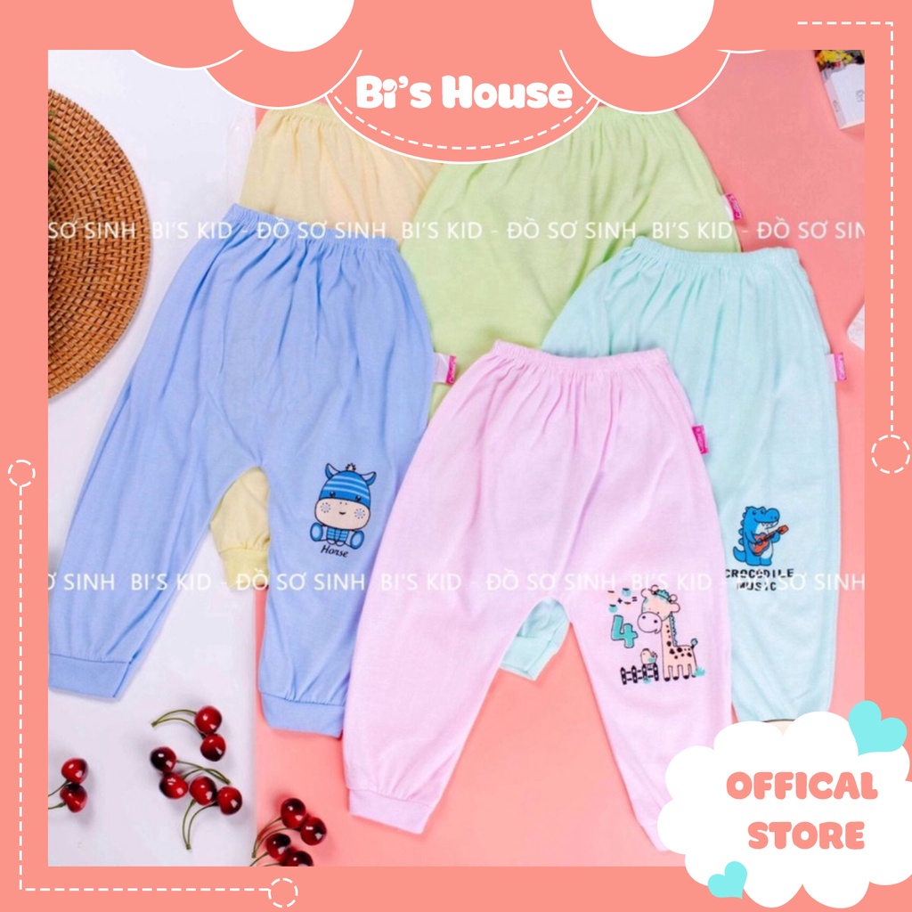 Quần chục dài sơ sinh in mông cotton mềm thấm hút mồ hôi cho bé
