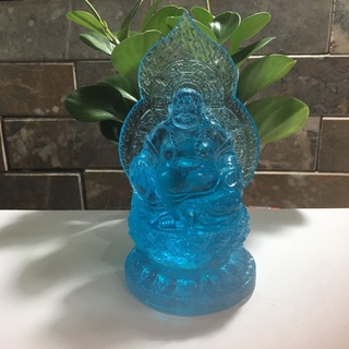 Tượng phật Di Lặc cao 17 cm mang thịnh vượng an lặc màu xanh dương