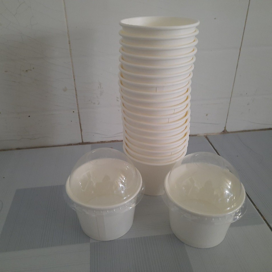Cốc Kem Giấy Kèm Nắp 200ml - 20 Cái