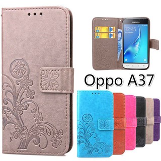 Bao da điện thoại bằng PU dập nổi hoa lá tinh tế cho Oppo A37