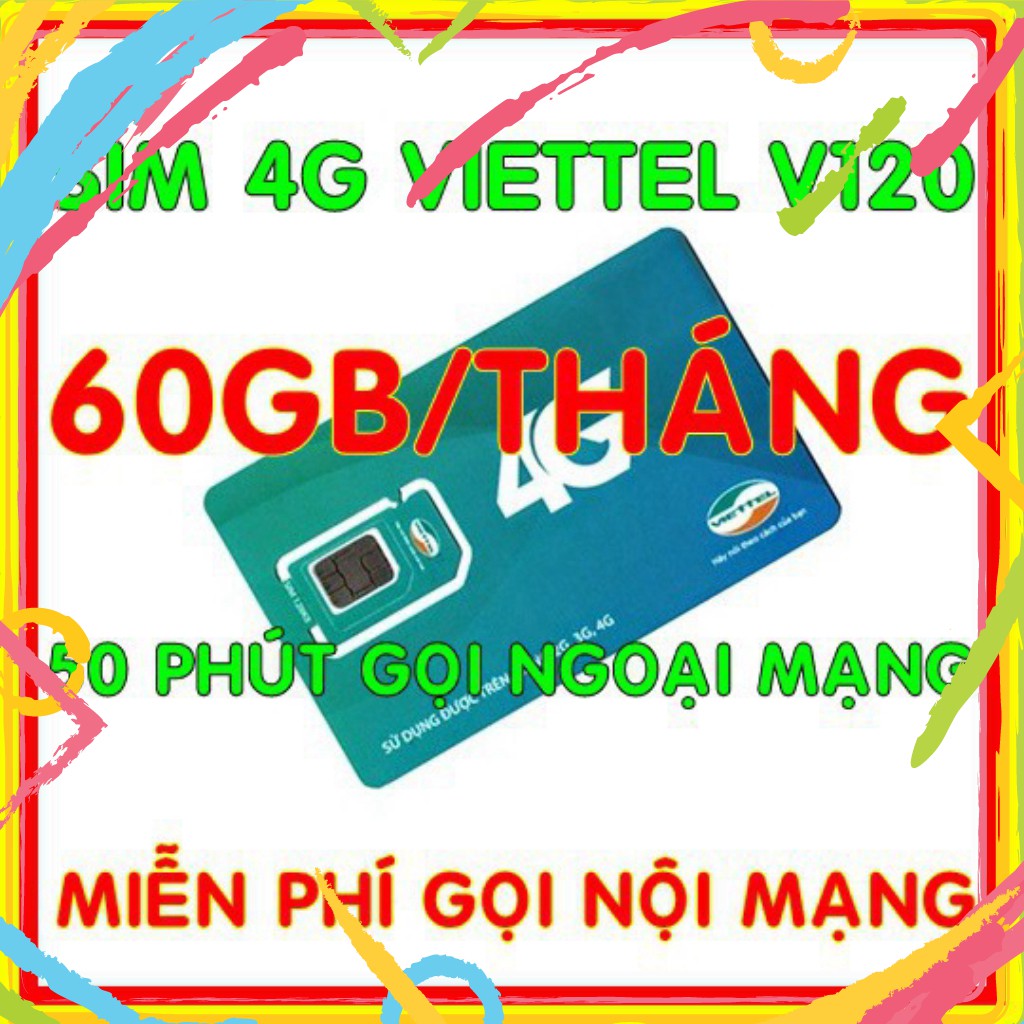 EW9 Sim 4G Viettel V120 gói 2GB/ngày (60Gb/tháng) + 50 Phút gọi ngoại mạng giống sim V90 - cửa hàng sim giá rẻ 2