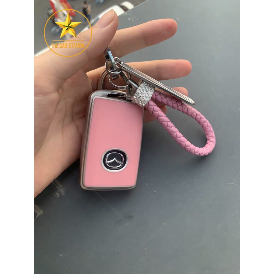 - Ốp đính đá bọc chìa khóa xe hơi ô tô Mazda 2 3 6 - Mazda CX 3 - CX 5 - CX 8 - CX 30 -  Bao da chìa khóa-Mẫu 74