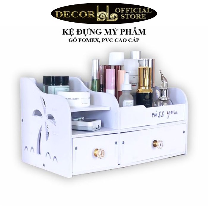 Kệ đựng mỹ phẩm để bàn đựng đồ trang điểm sang trọng gọn gàng KMP 02+03