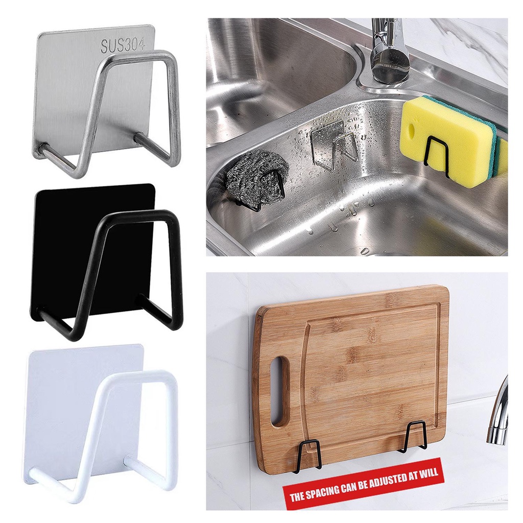Giá Đỡ Miếng Bọt Biển Dán Bồn Rửa Chén Bằng Thép Không Gỉ