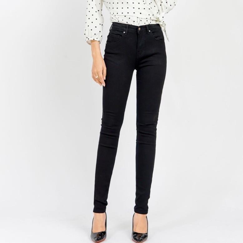 Quần jean nữ trơn GẤU 194 vải jeans dày dặn, co dãn, form slim fit lưng cao . .