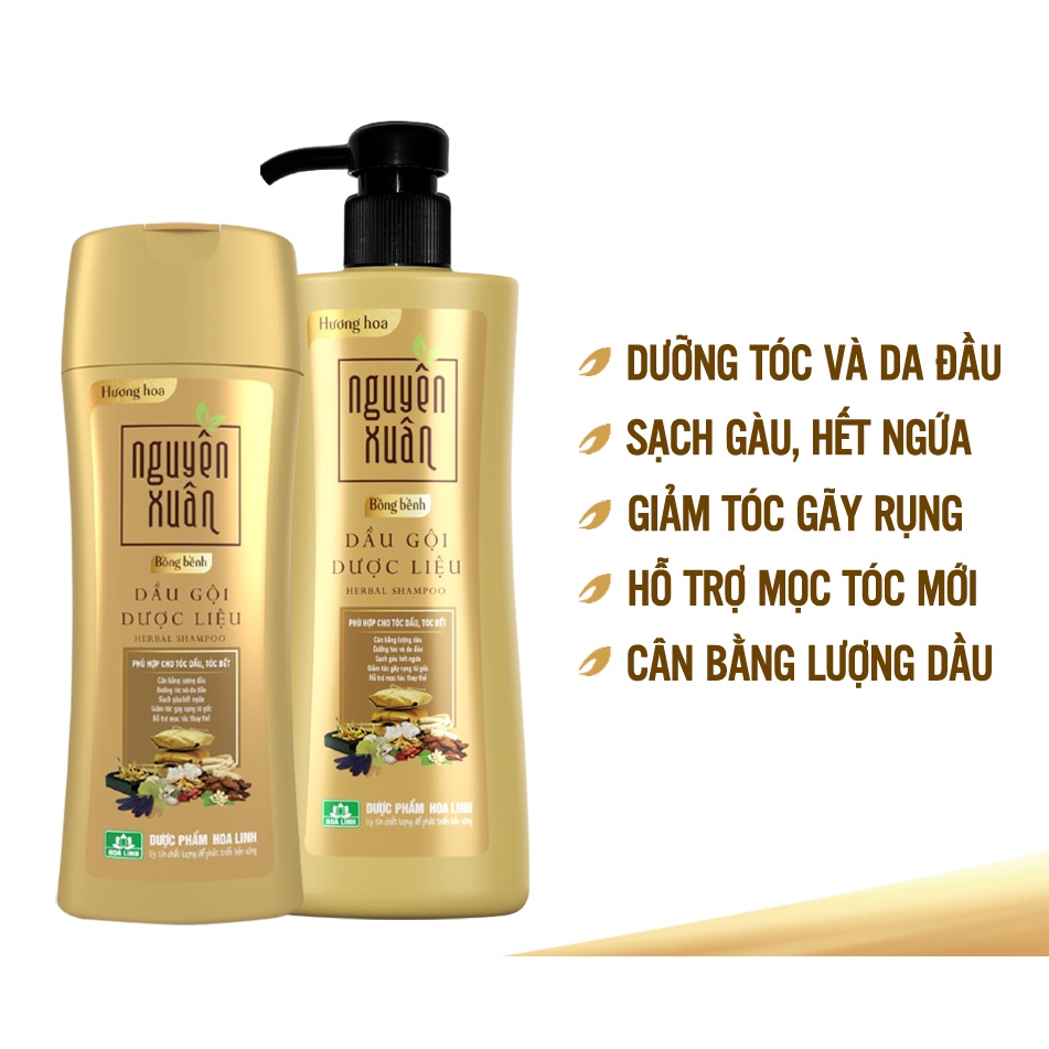 DẦU GỘI DƯỢC LIỆU NGUYÊN XUÂN - CHIẾT XUẤT THẢO DƯỢC THIÊN NHIÊN, CHO MÁI TÓC ÓNG Ả, BÓNG MƯỢT - DƯỢC PHẨM HOA LINH