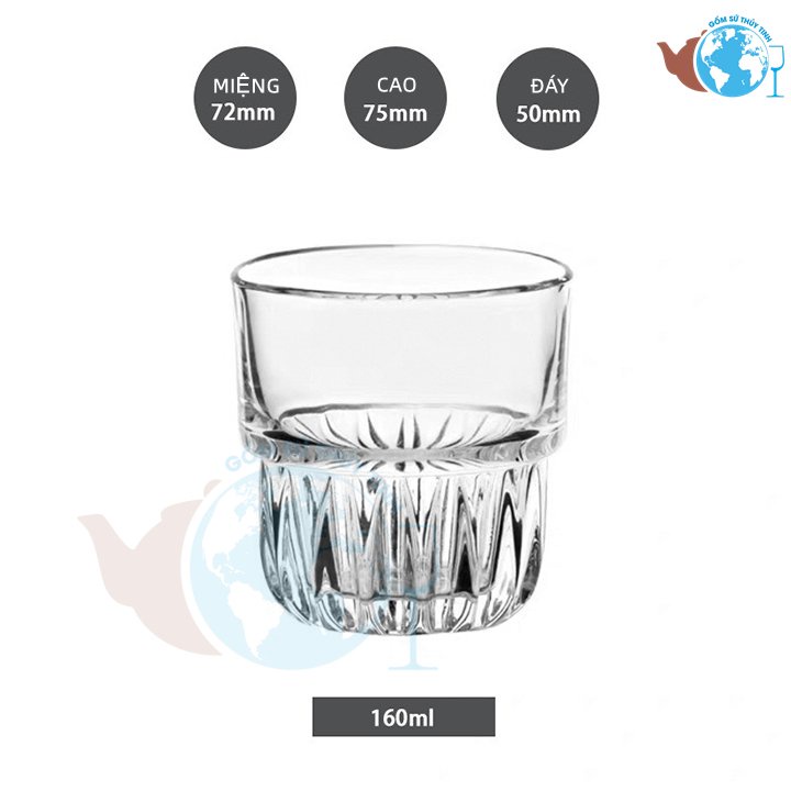 Ly Thủy Tinh 160ml ly cao cấp - LY1505, ly đáy ngấn miệng rộng cực sang