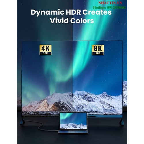Cáp HDMI 2.1 dài 0,5M 8K@60Hz 48Gbps hỗ trợ HDR eARC Ugreen 40493