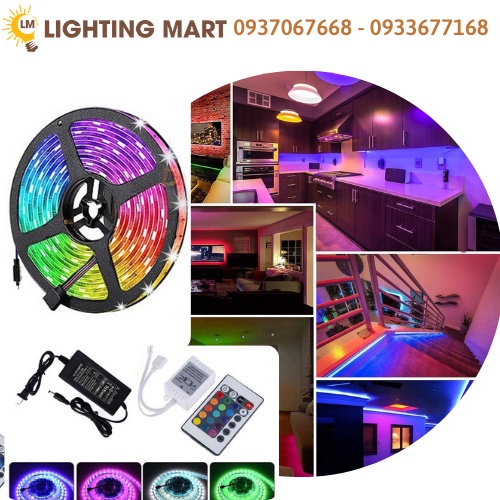 Đèn Led tiktok 5M 10M, Đèn đổi màu RGB chống nước + Tặng nguồn 12V và Remote