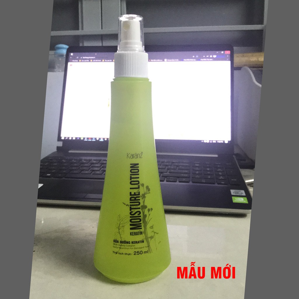 Xịt dưỡng Keratin cho tóc hư tổn, mượt tóc Karanz Moisture Lotion 250ml