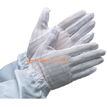 Găng tay chống tĩnh điện vải polyester pha sợi carbon size M