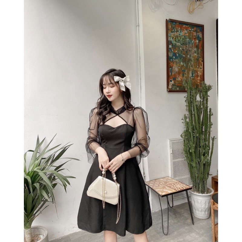 [new2021] Đầm dự tiệc cổ tàu dạo phố dễ thương tay phồng có lót toàn thân [CÓ MÚT NGỰC] | BigBuy360 - bigbuy360.vn